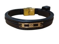 دستبند چرم مردانه مدل تاج