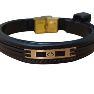 دستبند چرم مردانه مدل تاج
